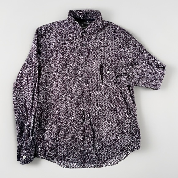 Zara Man Shirt Mens Large‎ Slim Fit Button Front Long Sleeve Cotton Casual Dress - Picture 1 of 9